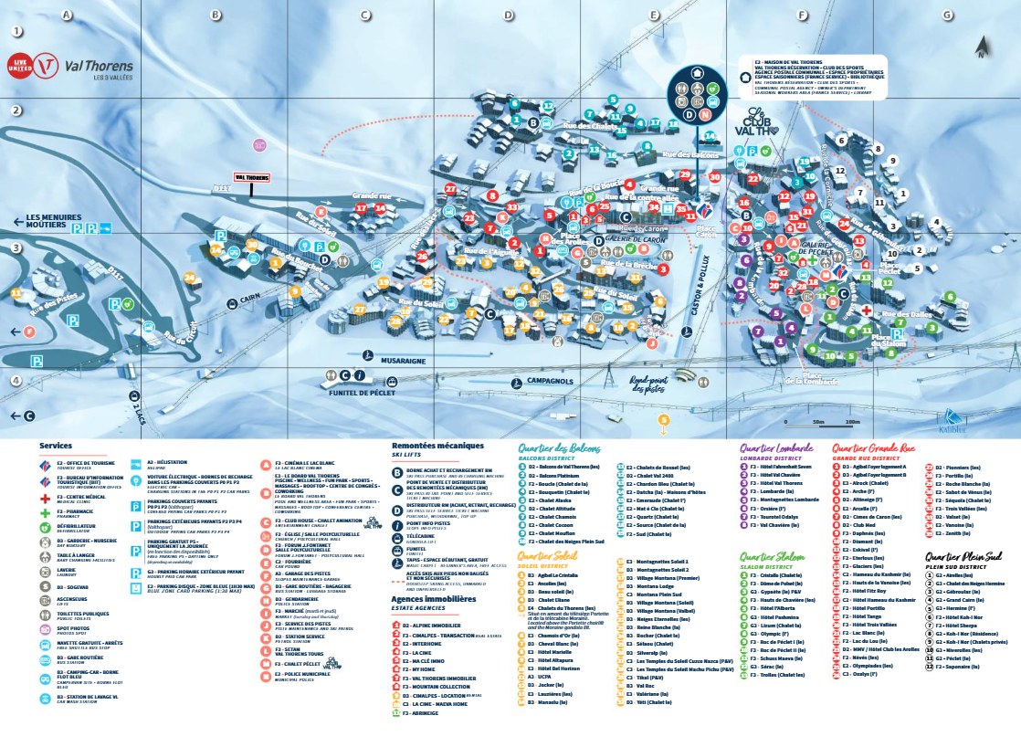 Val Thorens – de olika stadsdelarna