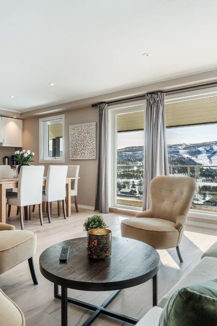 En hjørnelejlighed til 6 personer i D-bygningen – Ustedalen Hotel og Resort