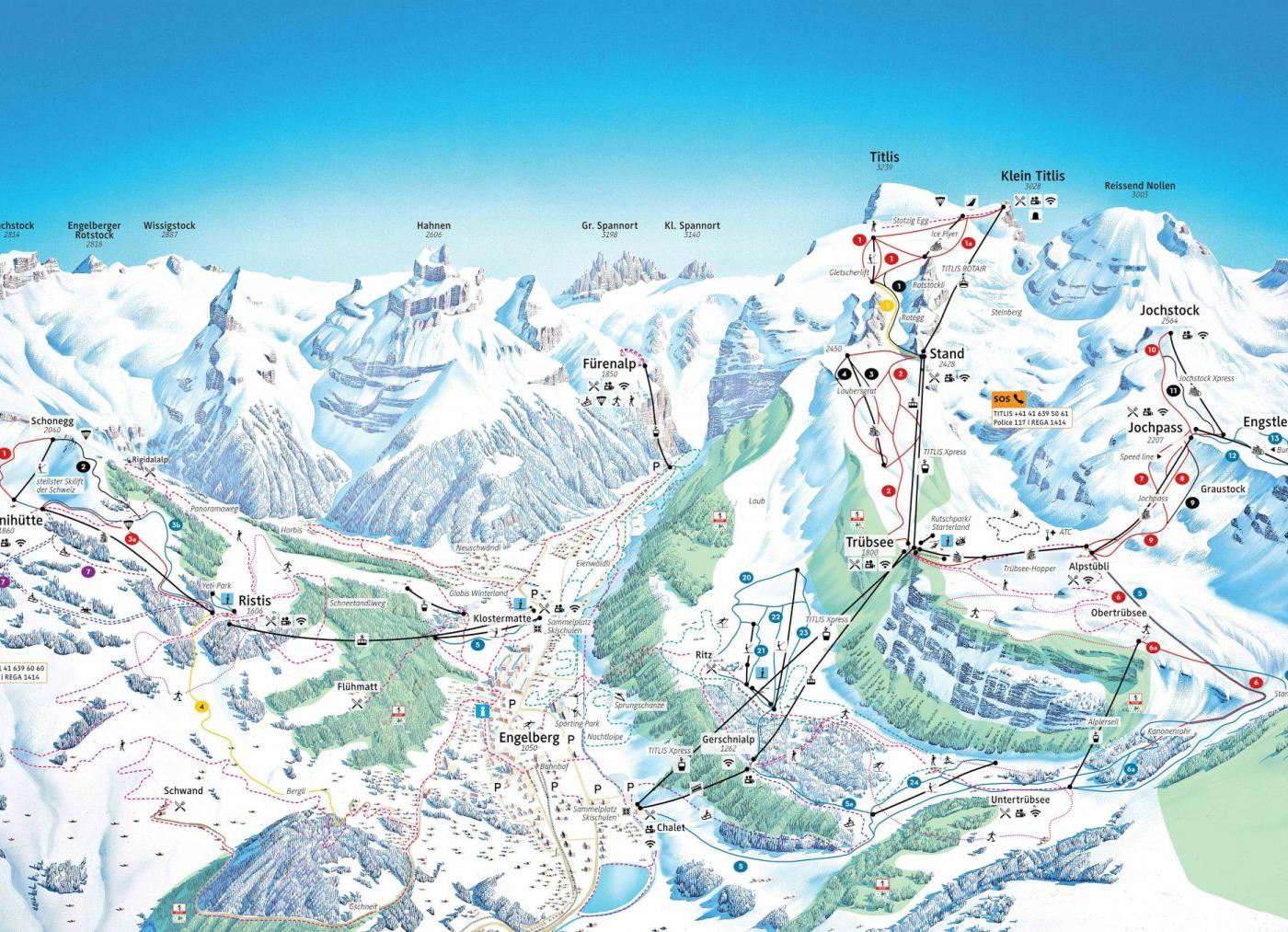 Pistekort Engelberg i Schweiz
