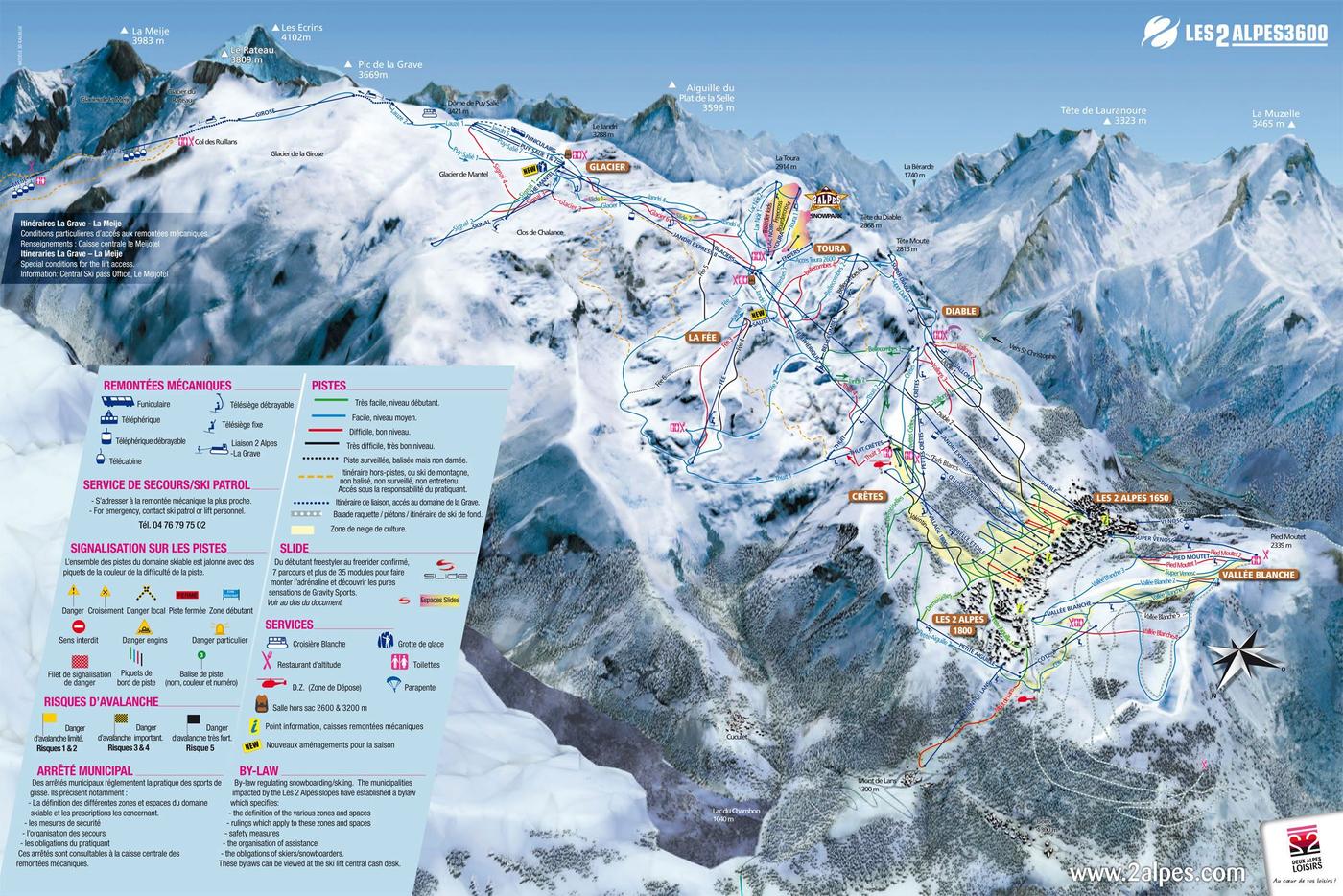 Les Deux Alpes - pistekort