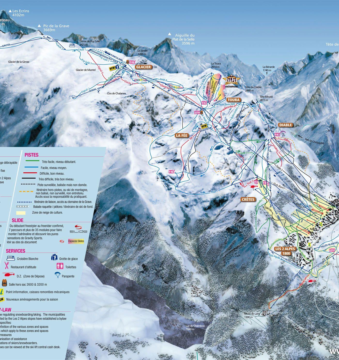 Les Deux Alpes - pistekort