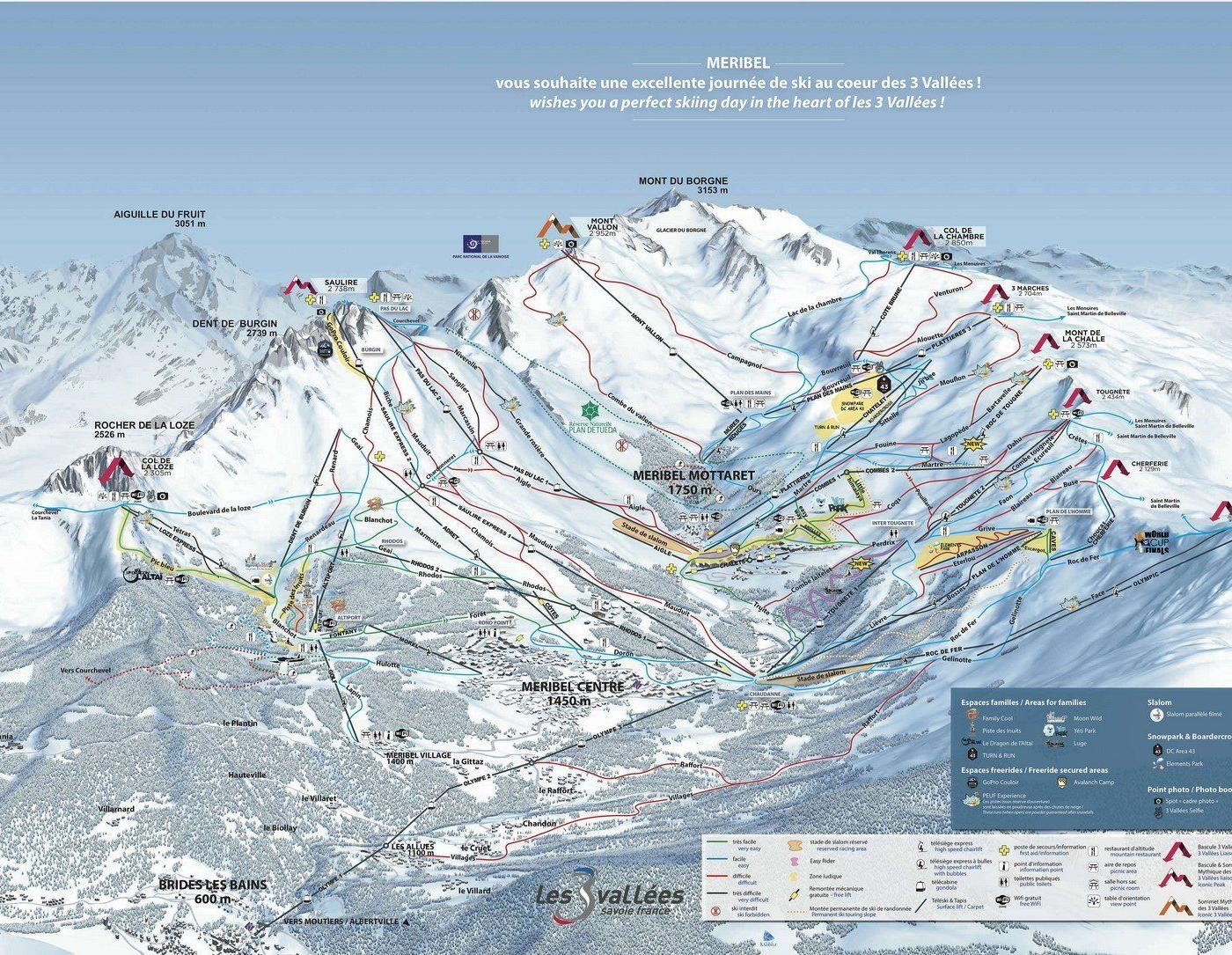 pistkarta Meribel Frankrike