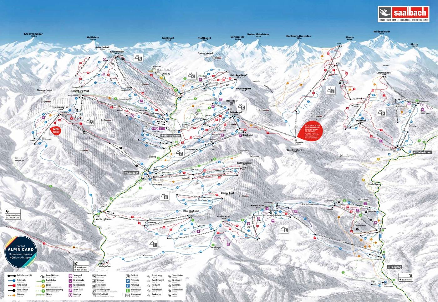 Saalbach Hinterglemm pistkarta