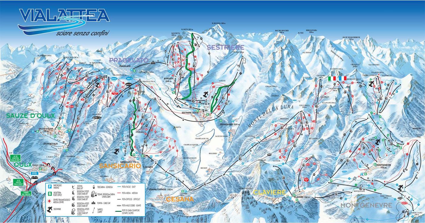 Pistekort Sestriere