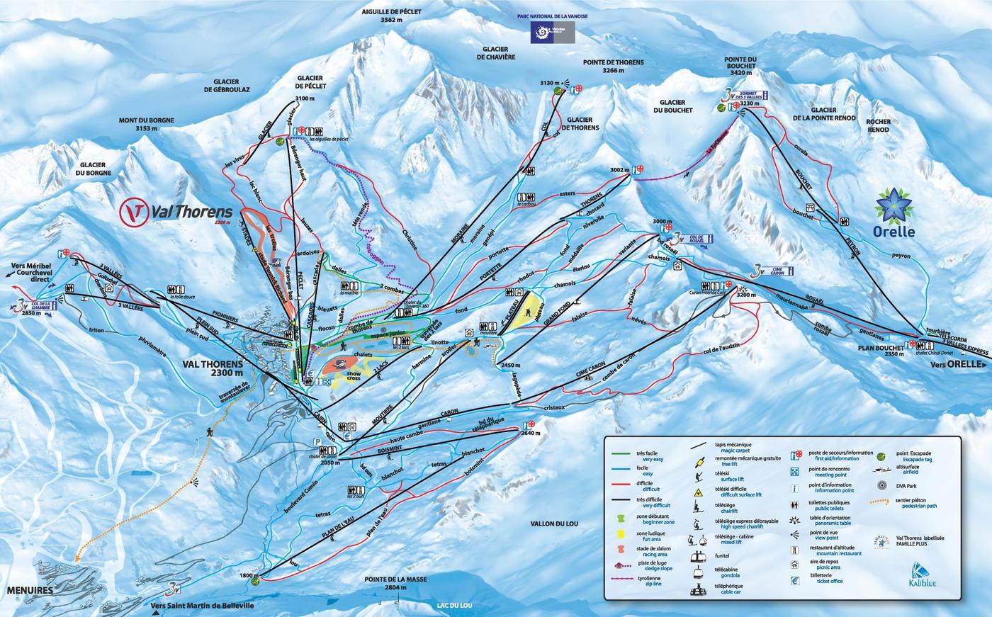 Lokalt pistekort Val Thorens