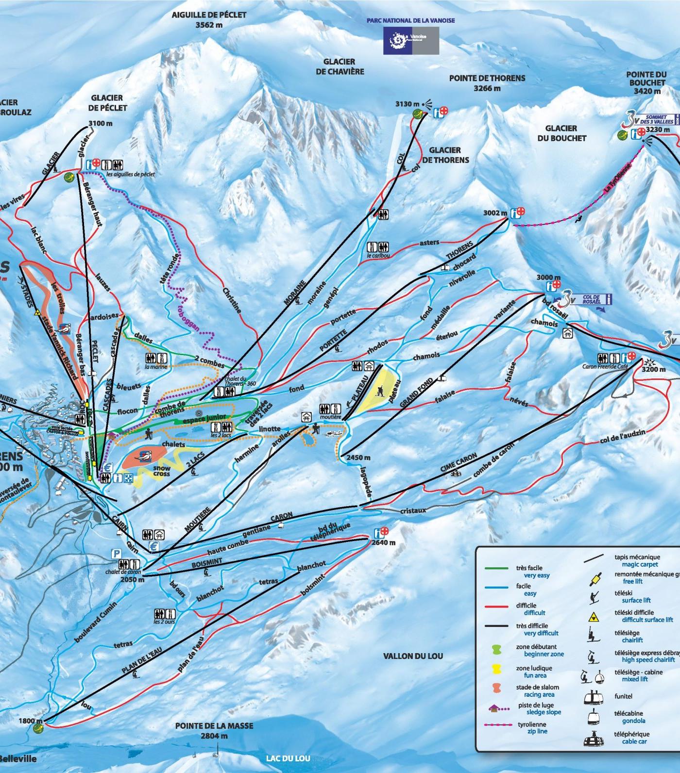 Lokalt pistekort Val Thorens